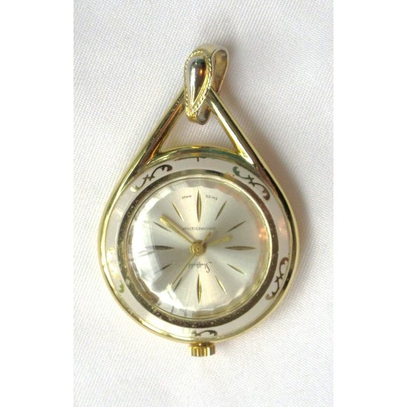 Vintage Swiss Sheffield Wind Up Necklace Pendant Watch Non Working Goldtone - Picture 1 of 4